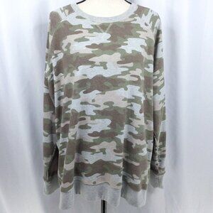 Eddie Bauer Legend Wash Sweatshirt Womens Size T2XL Tall 2XL Camo Raglan Sleeve